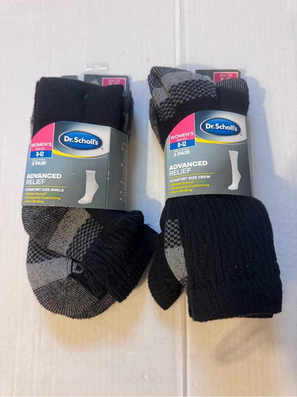 Dr. Scholl's Black & Gray Athletic Crew Socks - 2 Packs (6 Pair)